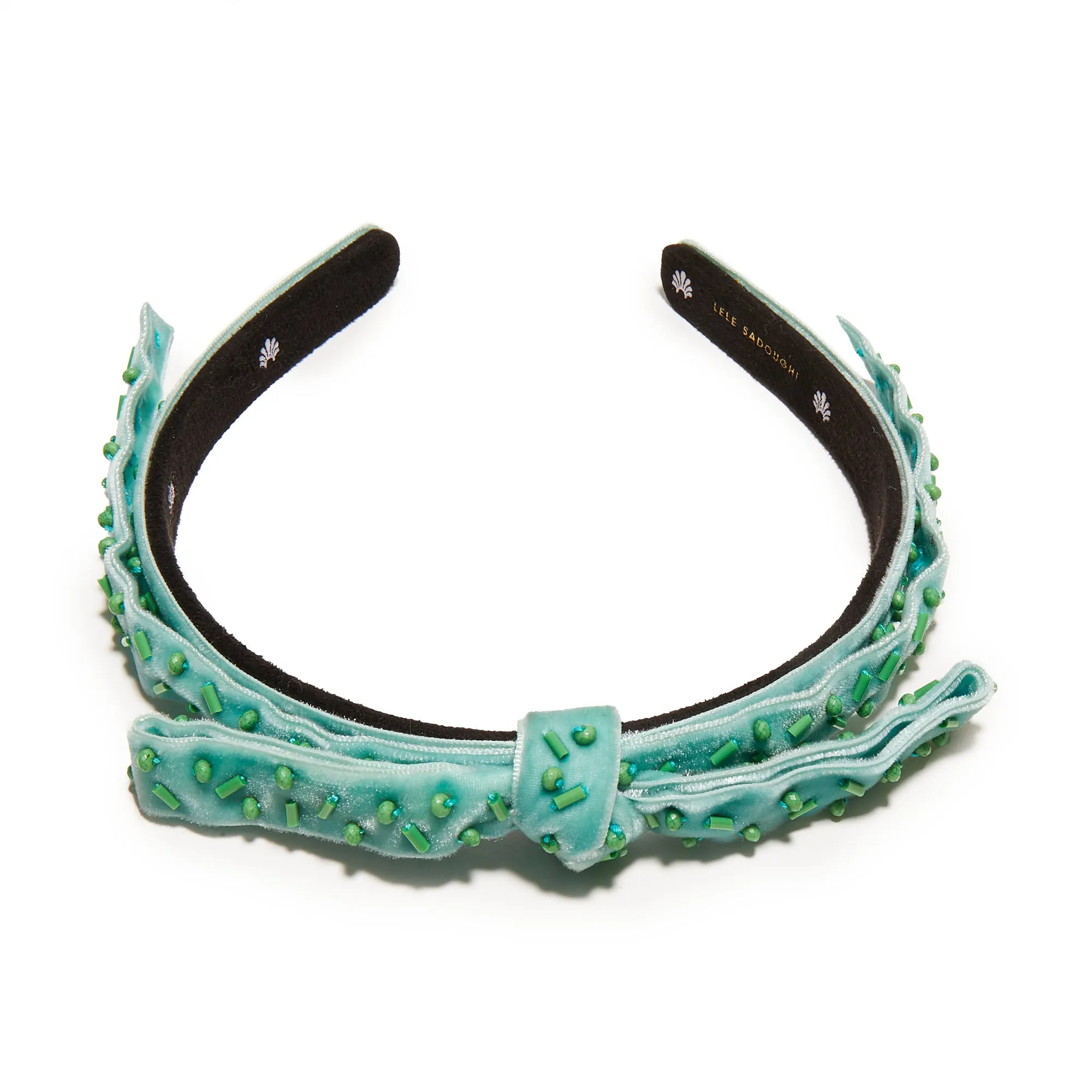 TURQUOISE EMBELLISHED BARDOT SLIM RIBBON HEADBAND