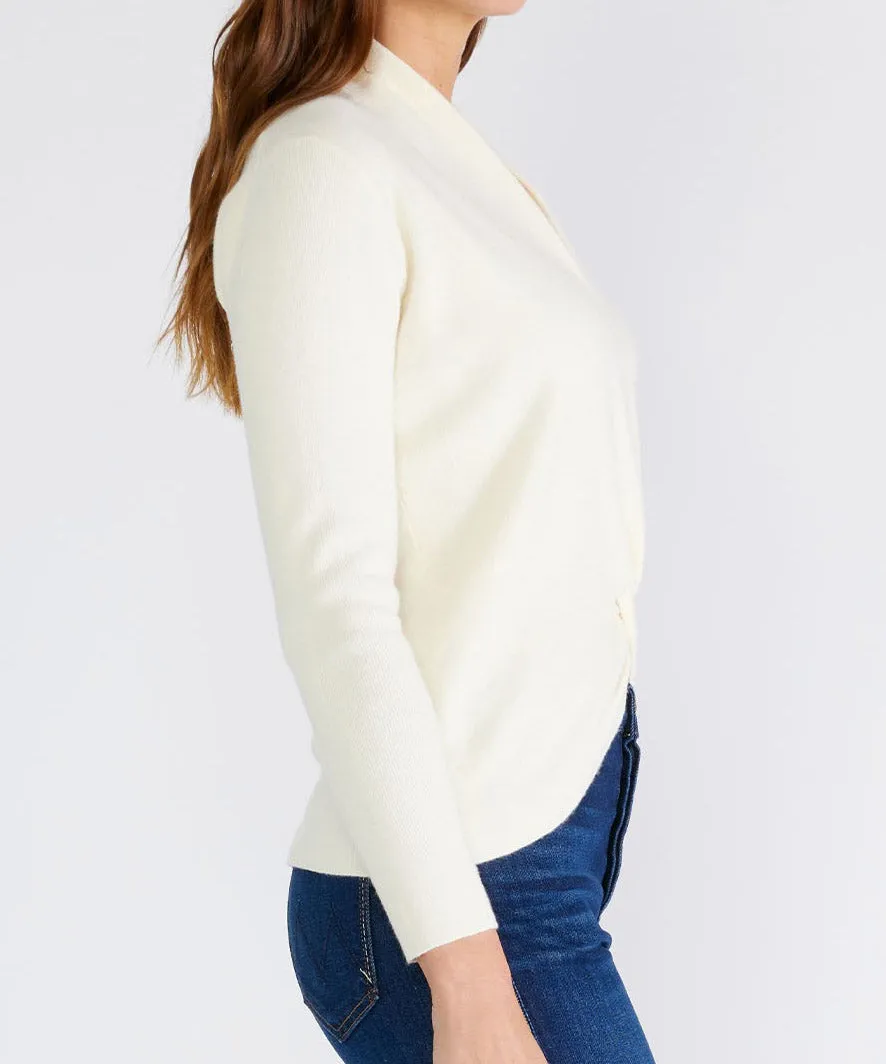 Twist Front Pullover Sweater Top - Cream