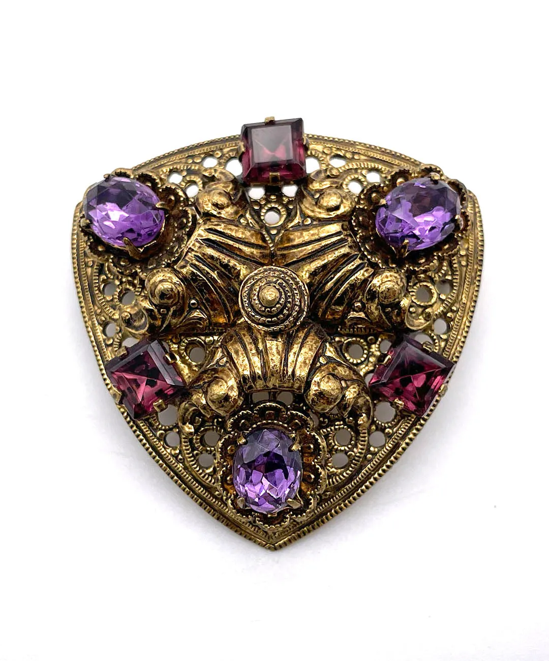 【USA輸入】 ヴィンテージ パープル ビジュー オープンワーク ブローチ/Vintage Purple Bijou Openwork Brooch