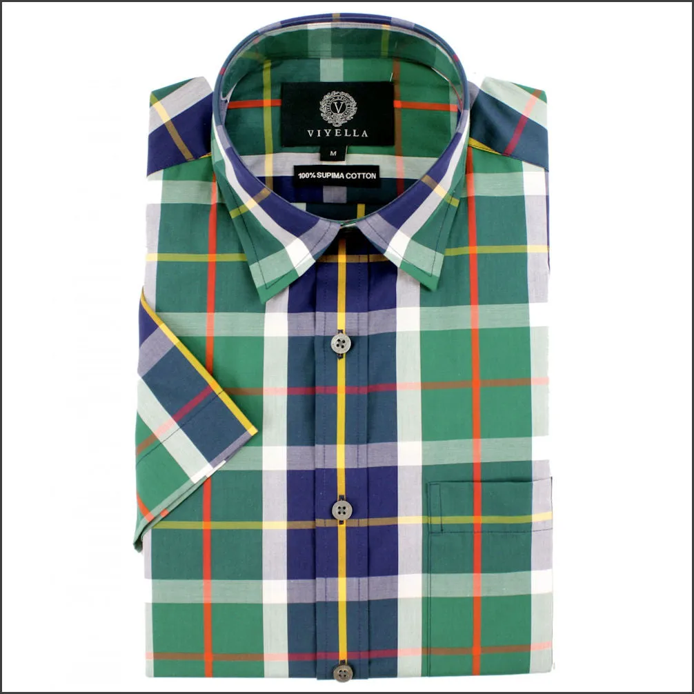 Viyella Club Check Supima Cotton & Linen SS.