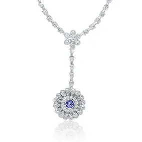 White Gold Tanzanite & Diamond Heirloom Necklace