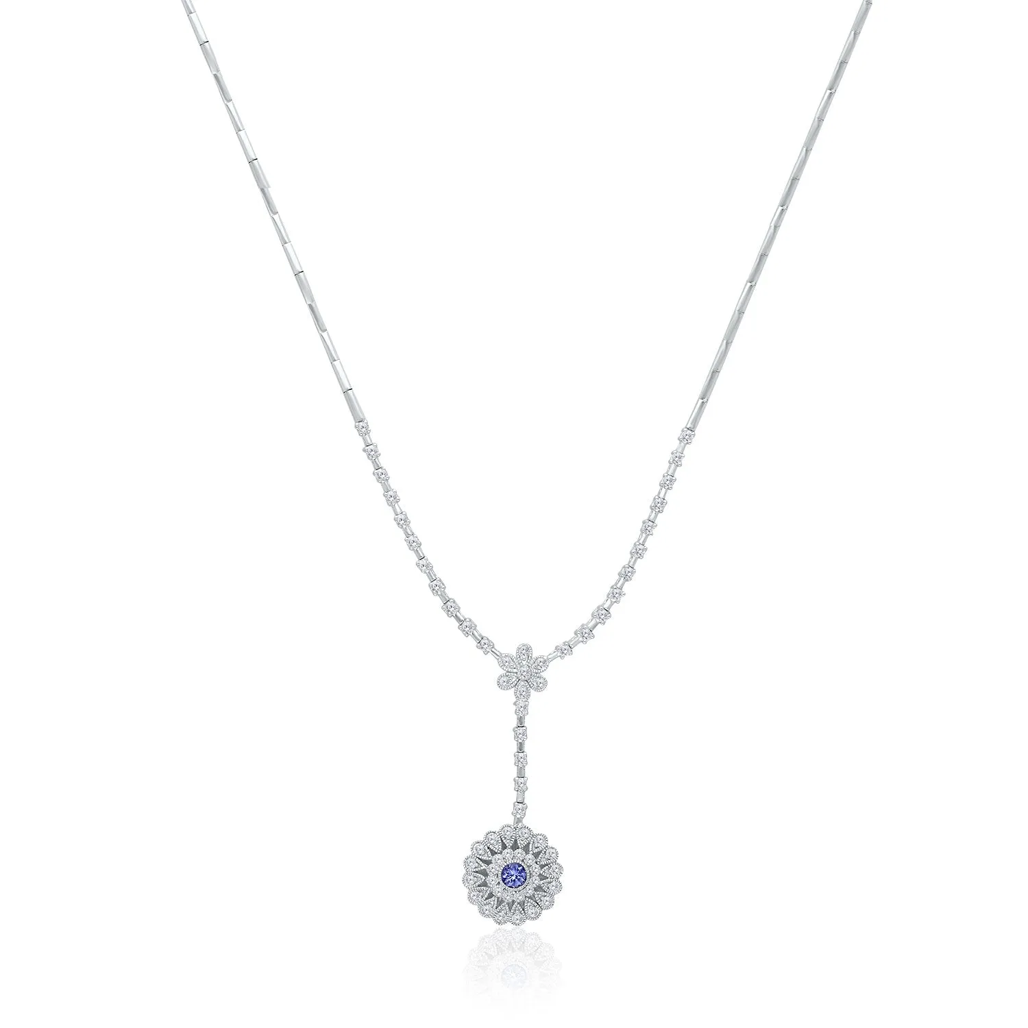 White Gold Tanzanite & Diamond Heirloom Necklace